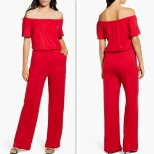 NWOT - Gibson - Red Off-shoulder Jumpsuit - Size XS